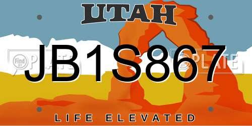 JB1S867 Utah License Plate
