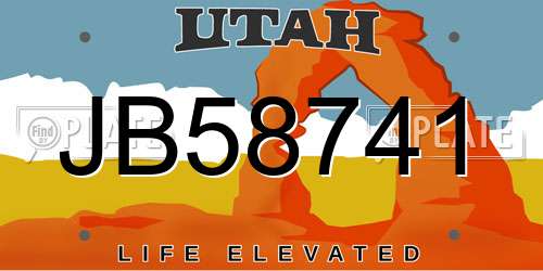 JB58741 Utah License Plate