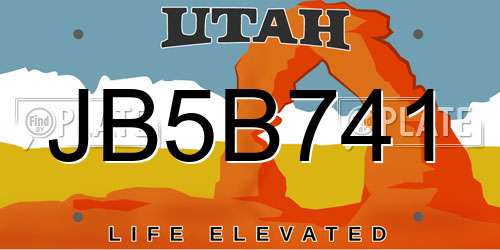 JB5B741 Utah License Plate