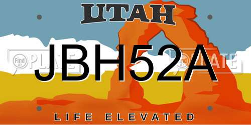 JBH52A Utah License Plate
