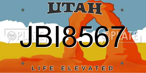 JBI8567 Utah License Plate