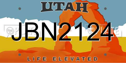 JBN2124 Utah License Plate