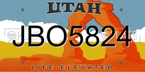 JBO5824 Utah License Plate