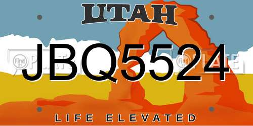 JBQ5524 Utah License Plate