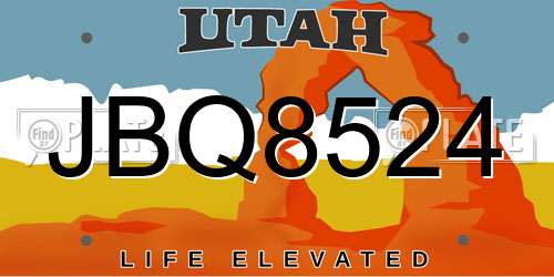 JBQ8524 Utah License Plate