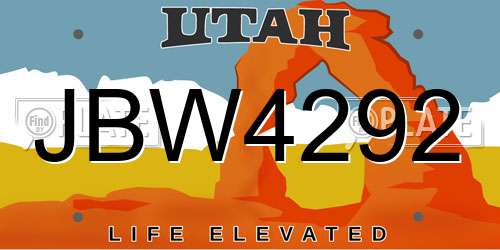 JBW4292 Utah License Plate