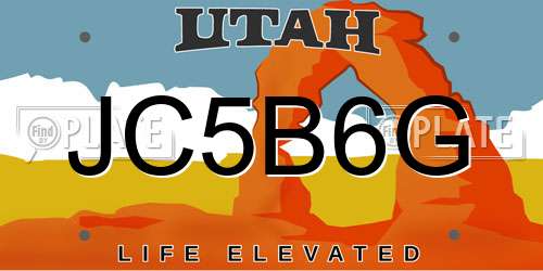 JC5B6G Utah License Plate
