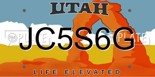 JC5S6G Utah License Plate