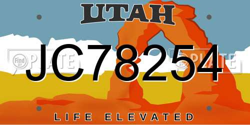JC78254 Utah License Plate