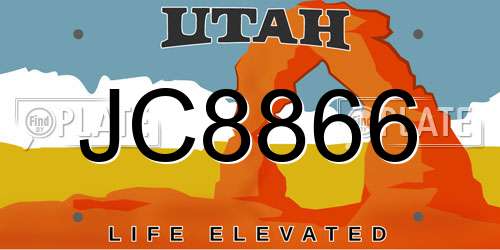 JC8866 Utah License Plate