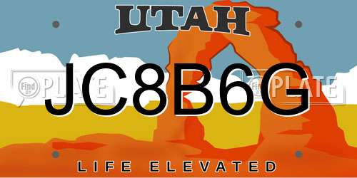 JC8B6G Utah License Plate