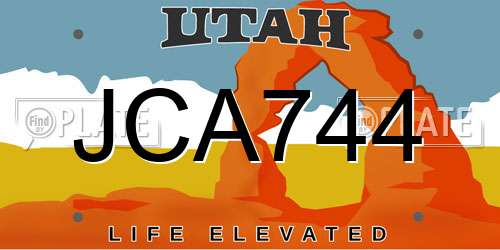 JCA744 Utah License Plate