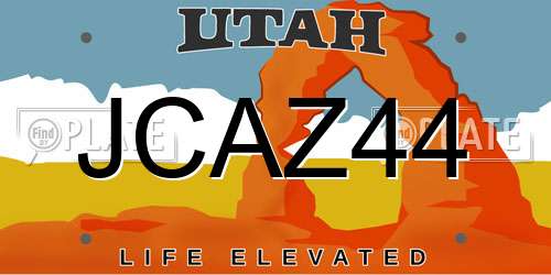 JCAZ44 Utah License Plate
