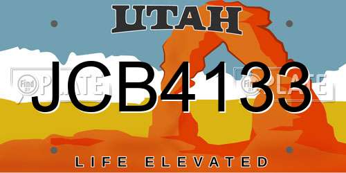 JCB4133 Utah License Plate