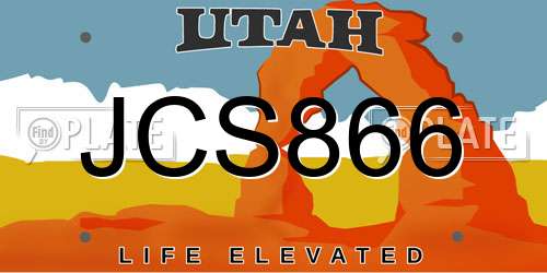 JCS866 Utah License Plate