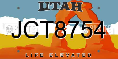 JCT8754 Utah License Plate