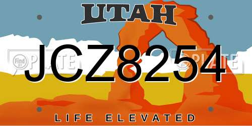 JCZ8254 Utah License Plate