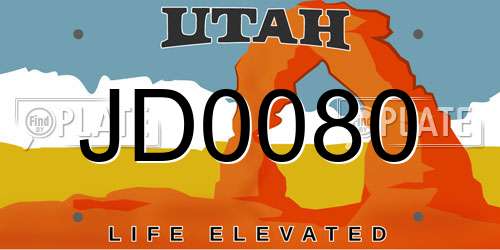 JD0080 Utah License Plate