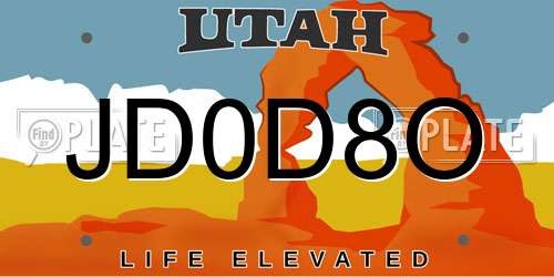 JD0D8O Utah License Plate