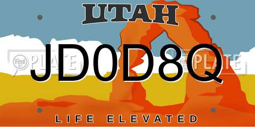 JD0D8Q Utah License Plate