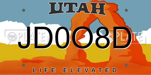 JD0O8D Utah License Plate