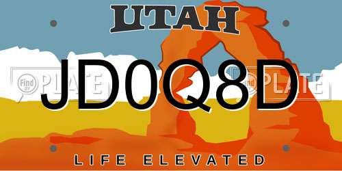 JD0Q8D Utah License Plate