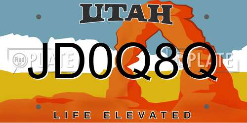 JD0Q8Q Utah License Plate