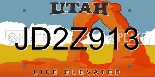 JD2Z913 Utah License Plate