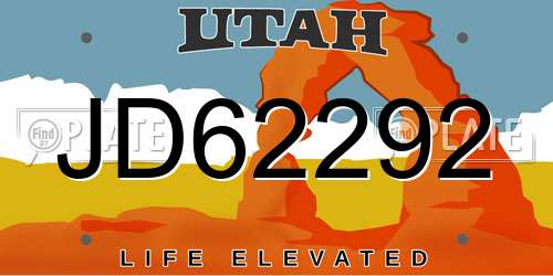 JD62292 Utah License Plate