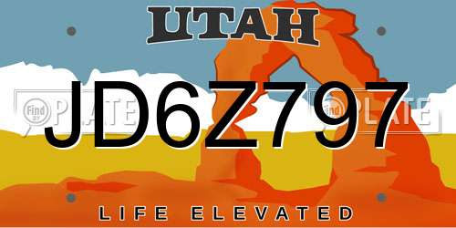 JD6Z797 Utah License Plate