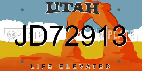 JD72913 Utah License Plate