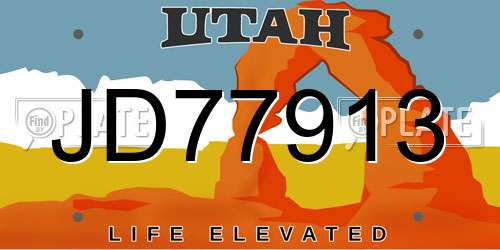 JD77913 Utah License Plate