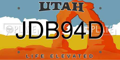 JDB94D Utah License Plate