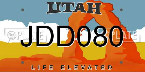 JDD080 Utah License Plate