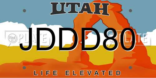 JDDD80 Utah License Plate