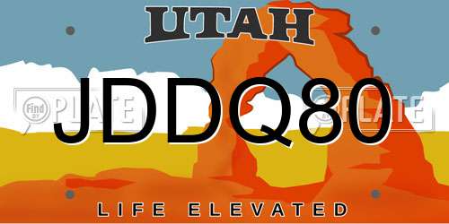JDDQ80 Utah License Plate