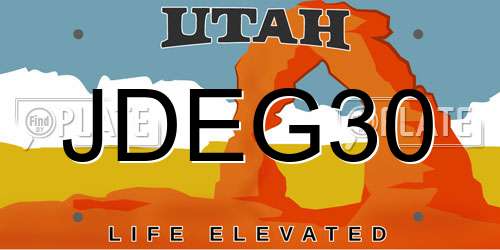 JDEG30 Utah License Plate