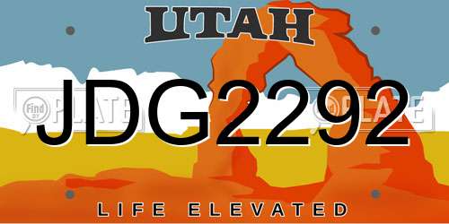 JDG2292 Utah License Plate