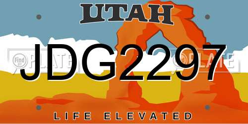 JDG2297 Utah License Plate