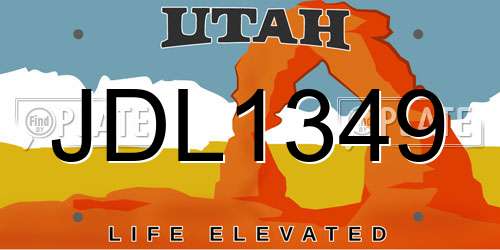 JDL1349 Utah License Plate