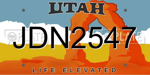 JDN2547 Utah License Plate