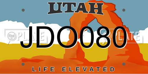 JDO080 Utah License Plate