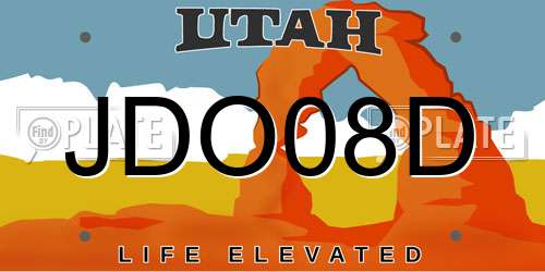 JDO08D Utah License Plate