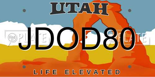 JDOD80 Utah License Plate