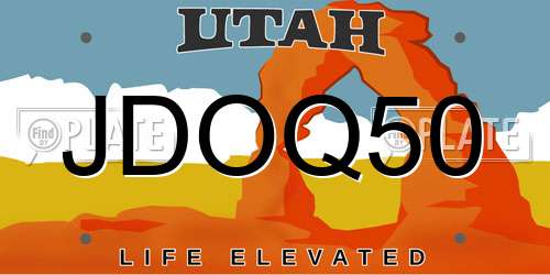 JDOQ50 Utah License Plate