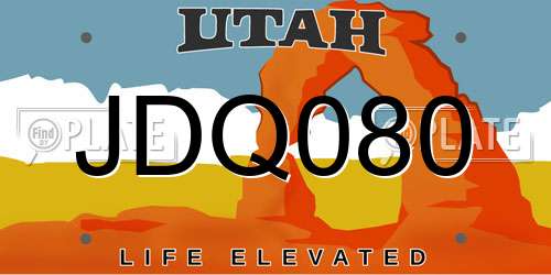 JDQ080 Utah License Plate