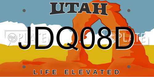 JDQ08D Utah License Plate