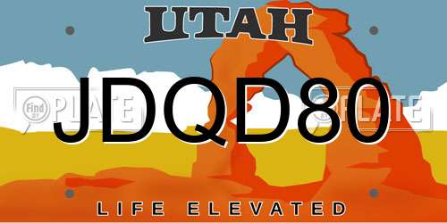 JDQD80 Utah License Plate