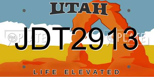 JDT2913 Utah License Plate