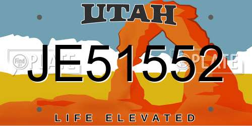 JE51552 Utah License Plate